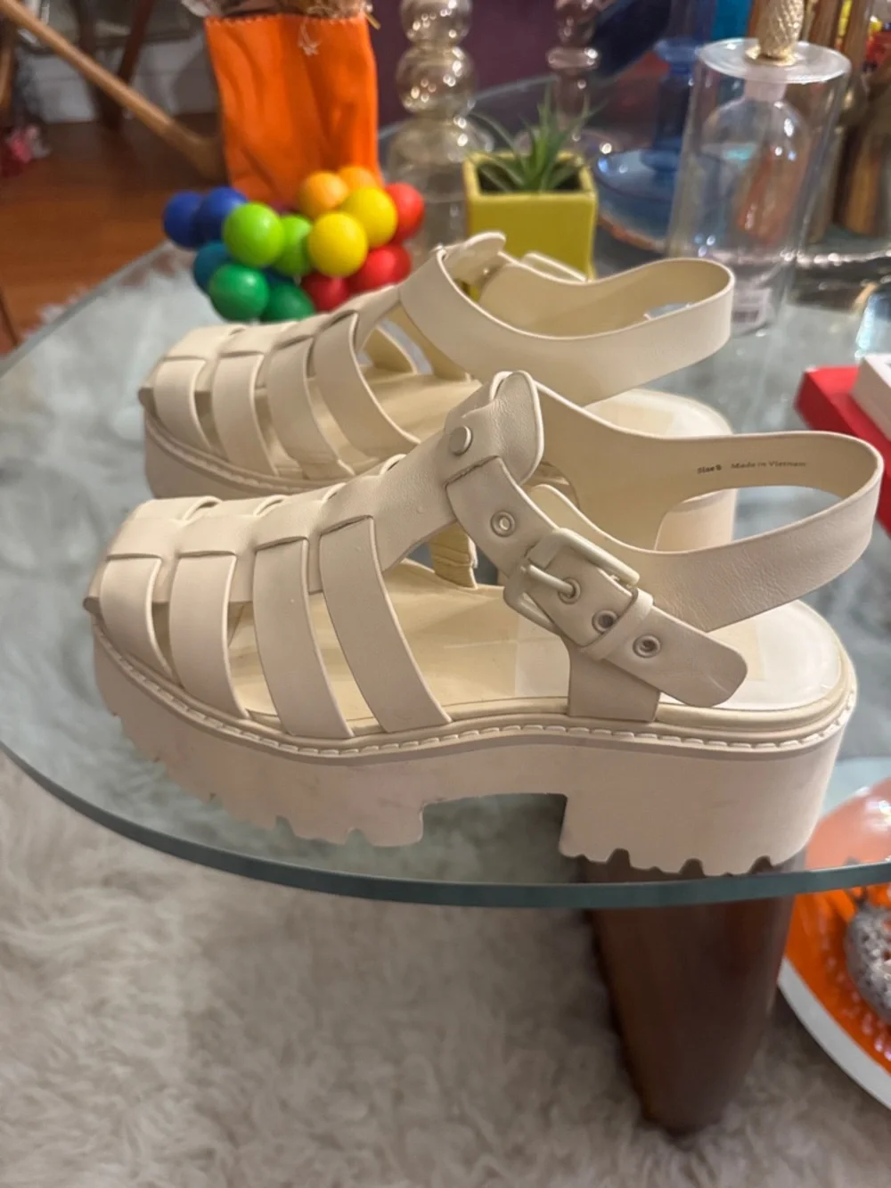 NWOT Dolce Vita Lasly Tonal Fisherman Leather Platform Lug Sole Sandal Oatmeal 8